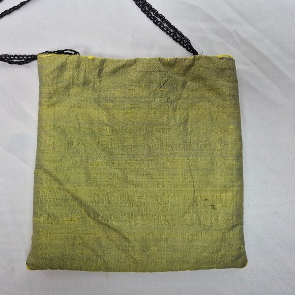 Karin Varvar Embroidered Embellished Textured Crossbody Handbag Purse Green - Picture 2 of 6